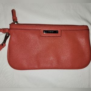 Women's coral and leopard print wallet.